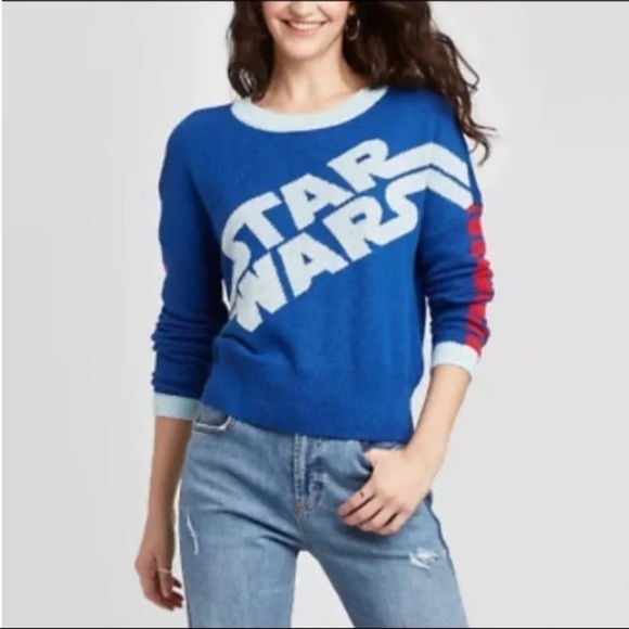 Star Wars Size Medium Junior Multi Blue Sweater. Preloved. - Picture 1 of 5